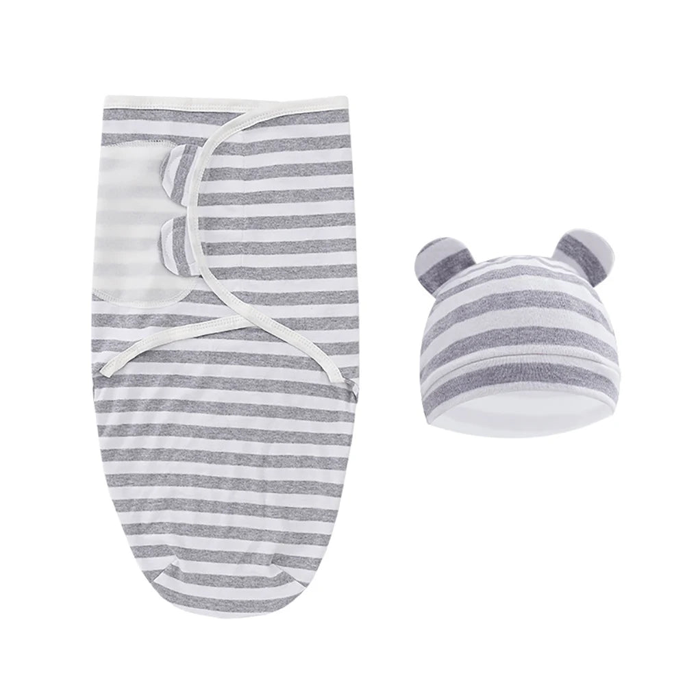 Bonnet et couverture bébé emmaillotage